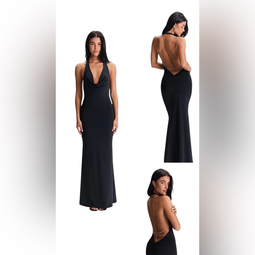 Sasha Therese Harper Dress – Black Ruched Back Maxi | Size S | NWT